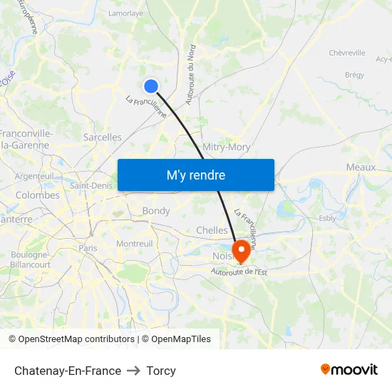Chatenay-En-France to Torcy map