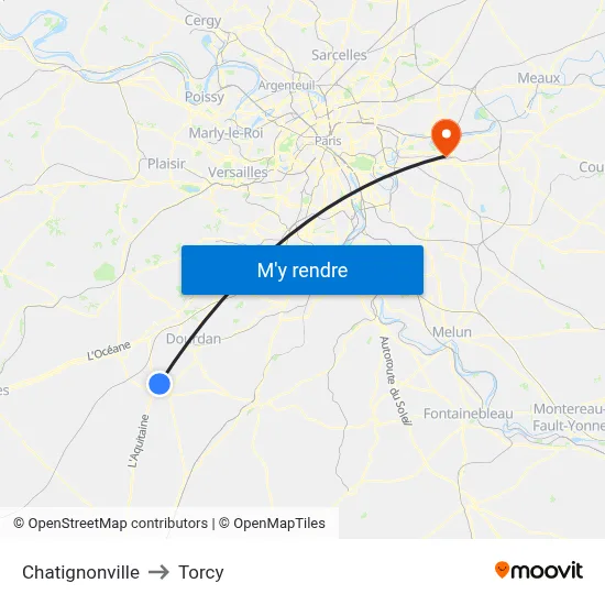 Chatignonville to Torcy map