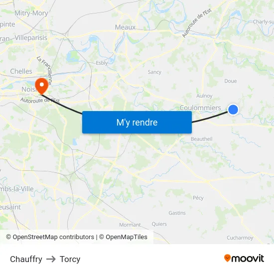 Chauffry to Torcy map
