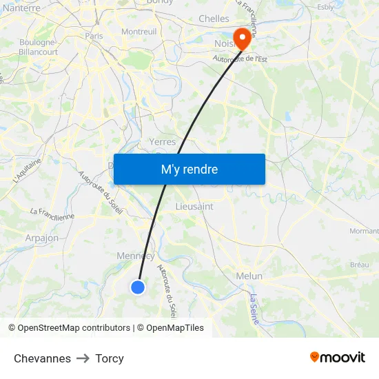 Chevannes to Torcy map
