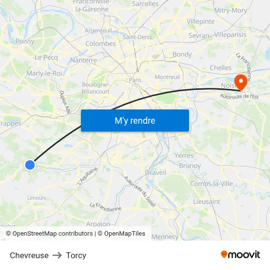 Chevreuse to Torcy map