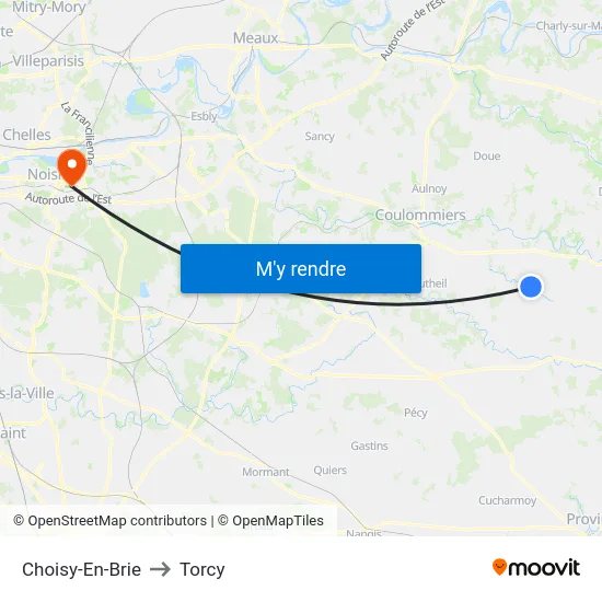 Choisy-En-Brie to Torcy map