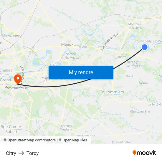 Citry to Torcy map
