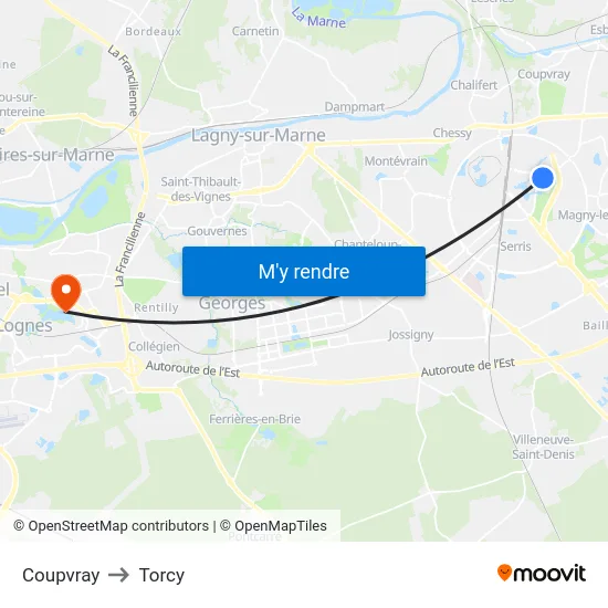 Coupvray to Torcy map