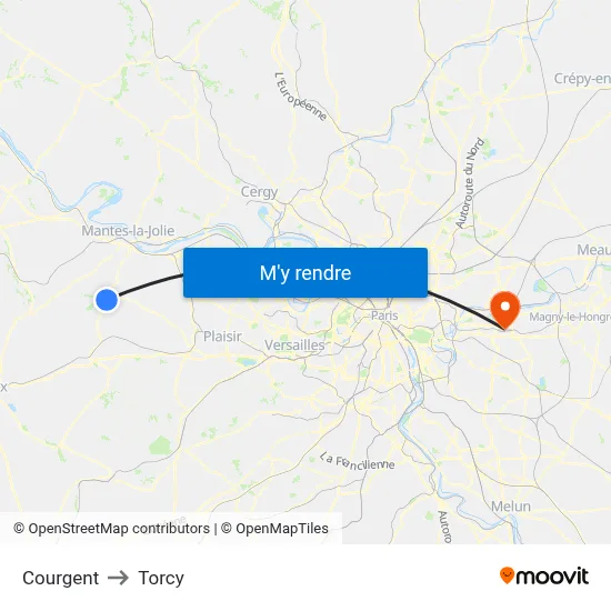Courgent to Torcy map