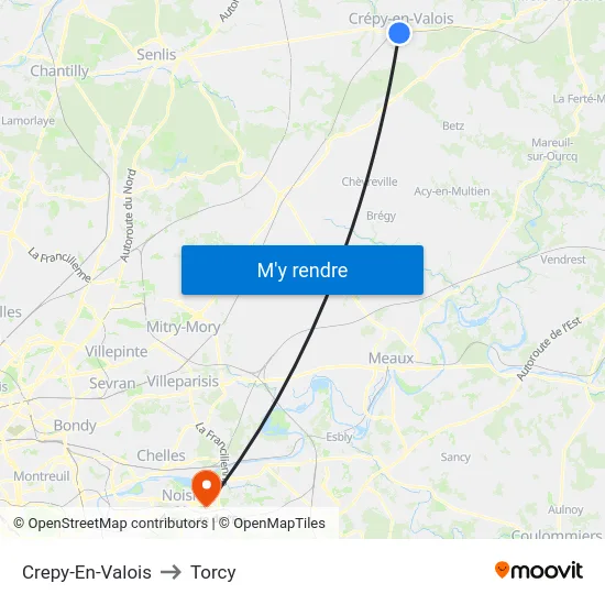 Crepy-En-Valois to Torcy map