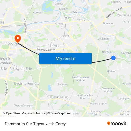 Dammartin-Sur-Tigeaux to Torcy map