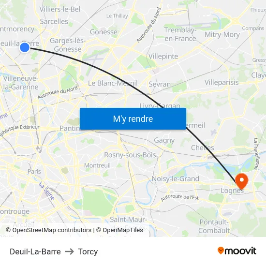 Deuil-La-Barre to Torcy map