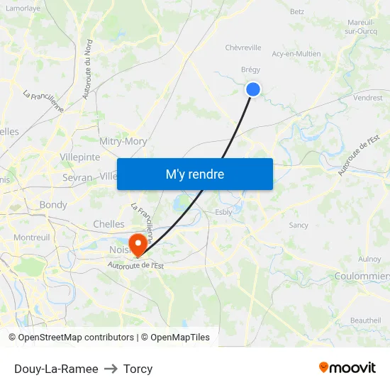 Douy-La-Ramee to Torcy map