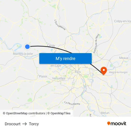 Drocourt to Torcy map