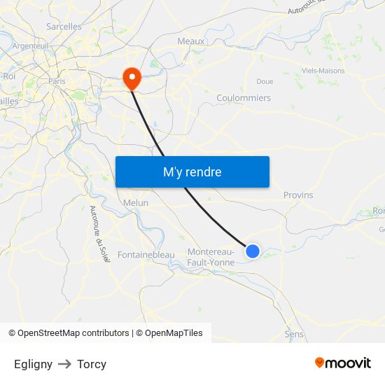 Egligny to Torcy map