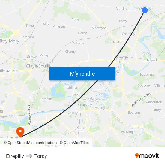 Etrepilly to Torcy map