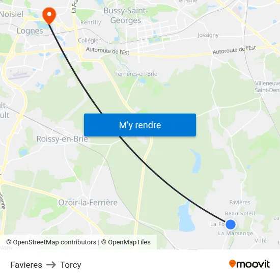 Favieres to Torcy map