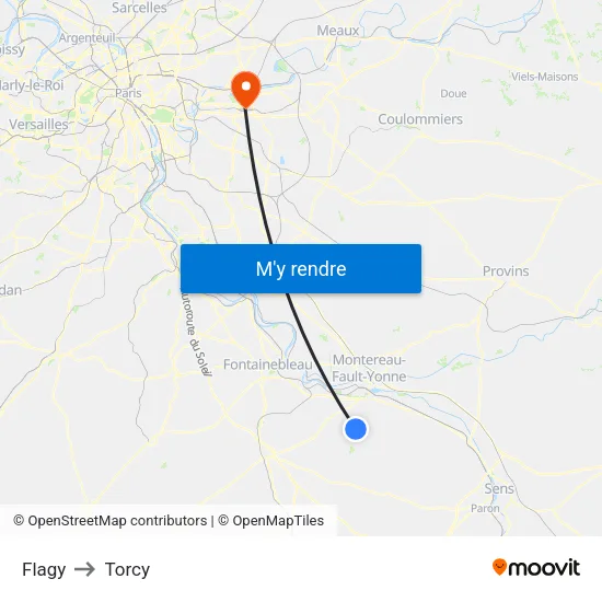 Flagy to Torcy map