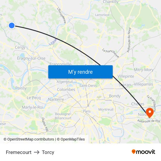 Fremecourt to Torcy map