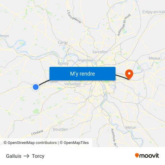 Galluis to Torcy map