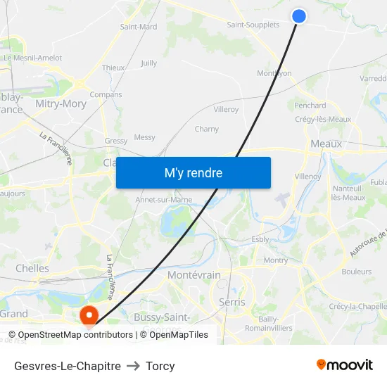 Gesvres-Le-Chapitre to Torcy map