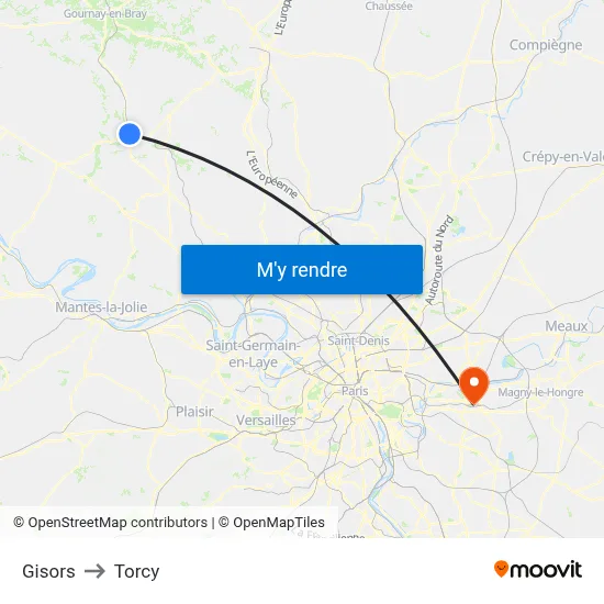 Gisors to Torcy map