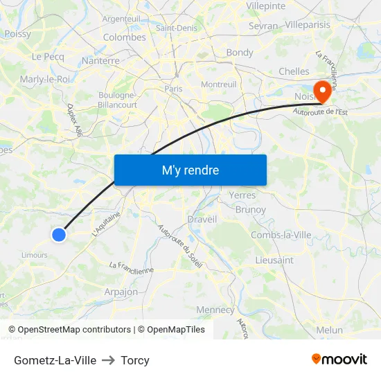 Gometz-La-Ville to Torcy map