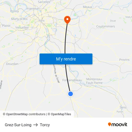 Grez-Sur-Loing to Torcy map