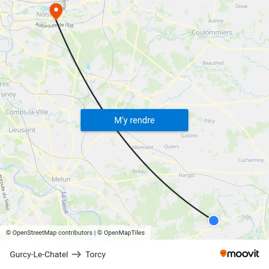 Gurcy-Le-Chatel to Torcy map