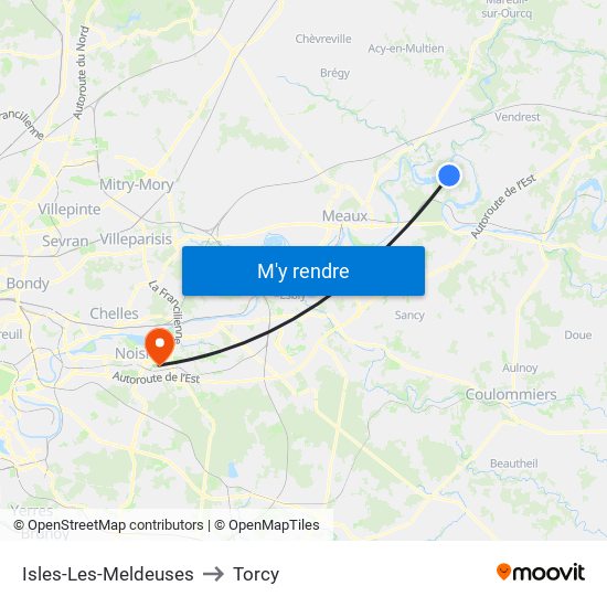 Isles-Les-Meldeuses to Torcy map