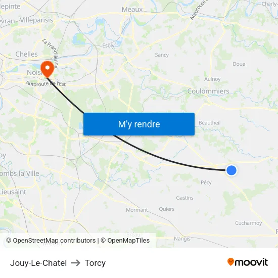 Jouy-Le-Chatel to Torcy map