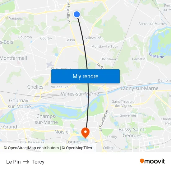 Le Pin to Torcy map
