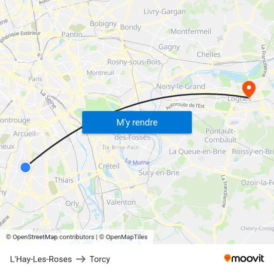 L'Hay-Les-Roses to Torcy map