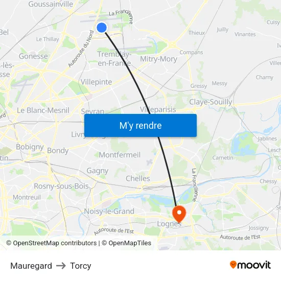 Mauregard to Torcy map