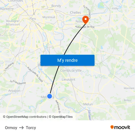 Ormoy to Torcy map