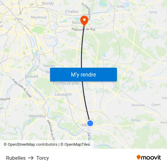 Rubelles to Torcy map