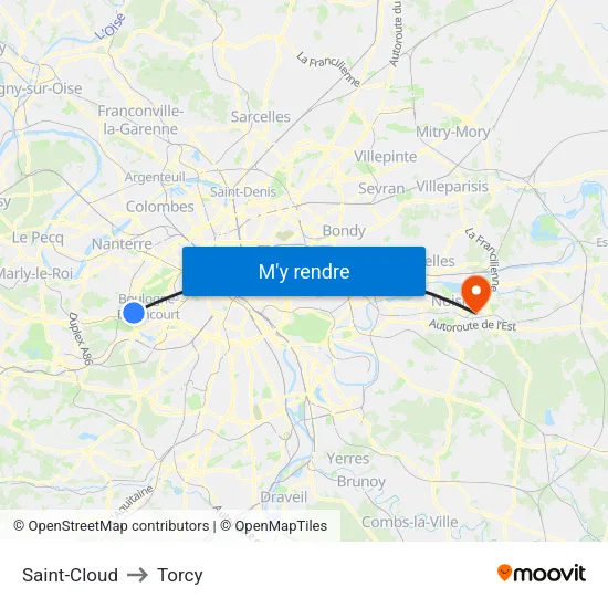 Saint-Cloud to Torcy map