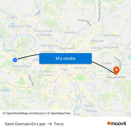 Saint-Germain-En-Laye to Torcy map