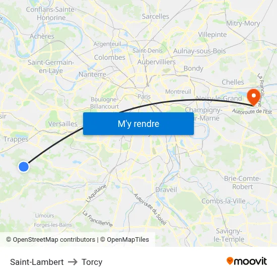 Saint-Lambert to Torcy map