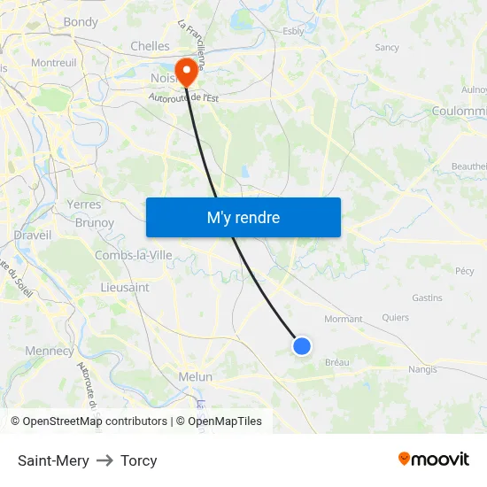 Saint-Mery to Torcy map