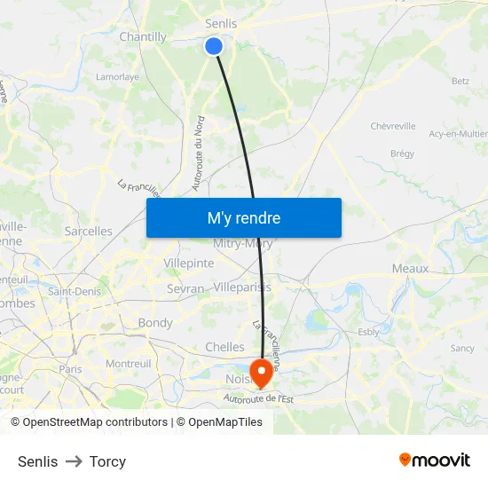 Senlis to Torcy map