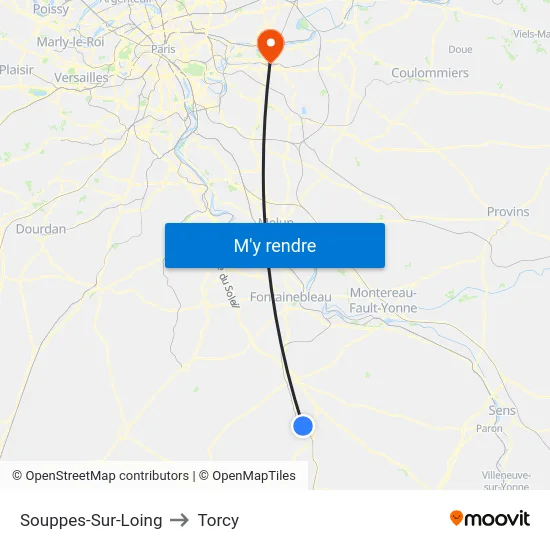 Souppes-Sur-Loing to Torcy map
