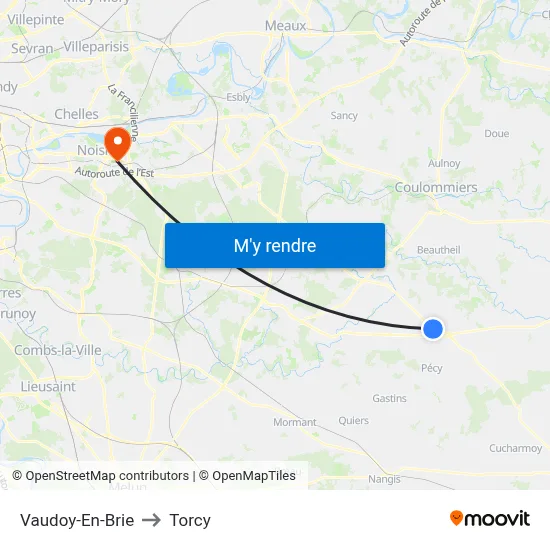 Vaudoy-En-Brie to Torcy map