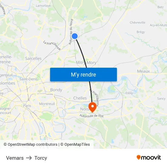 Vemars to Torcy map