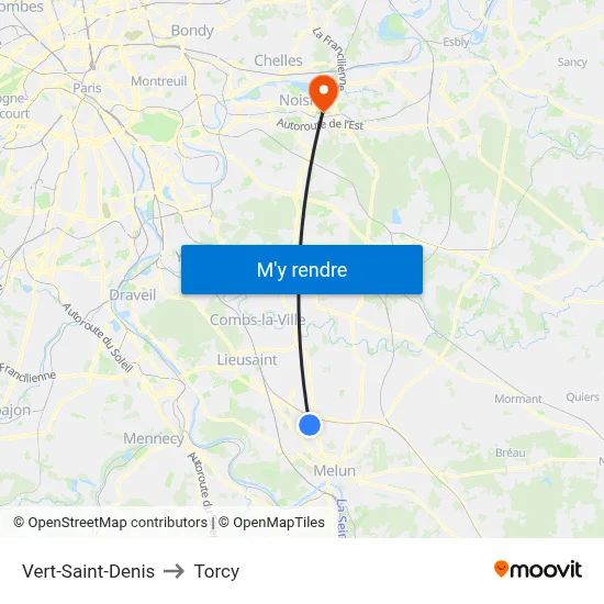 Vert-Saint-Denis to Torcy map
