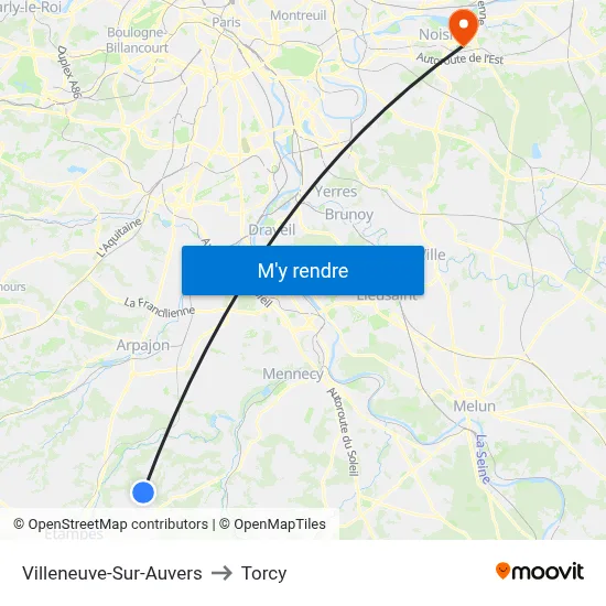 Villeneuve-Sur-Auvers to Torcy map