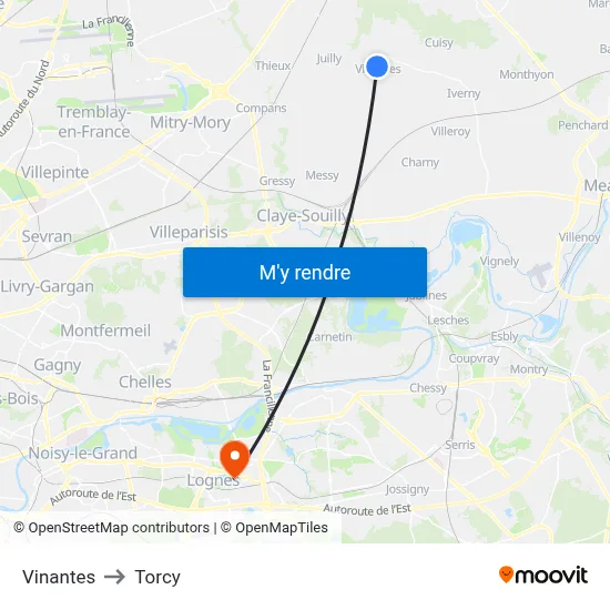 Vinantes to Torcy map