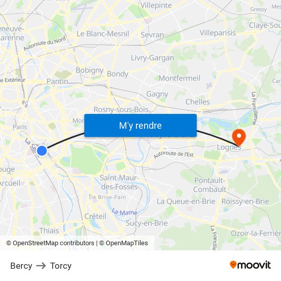 Bercy to Torcy map