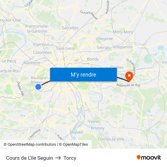 Cours de L'Ile Seguin to Torcy map