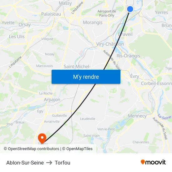 Ablon-Sur-Seine to Torfou map