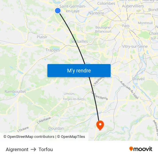 Aigremont to Torfou map
