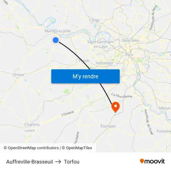 Auffreville-Brasseuil to Torfou map