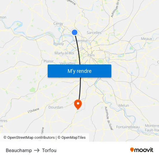 Beauchamp to Torfou map