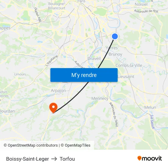 Boissy-Saint-Leger to Torfou map